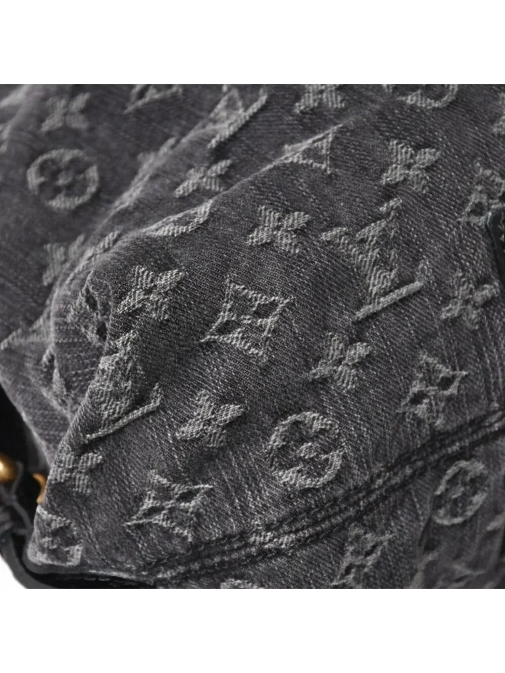 Louis Vuitton Handbag Monogram Denim Neo Cabby GM Black Leather 2-Way
